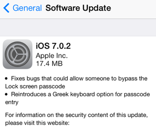 Illustration for article titled iOS 7.0.2 Is Here and It Fixes the iPhone's Major Security Hole